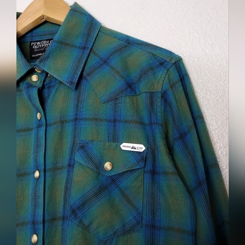 Panhandle Slim Powder River Outfitters Plaid Flannel Western Button Down Shirt - Picture 9 of 14